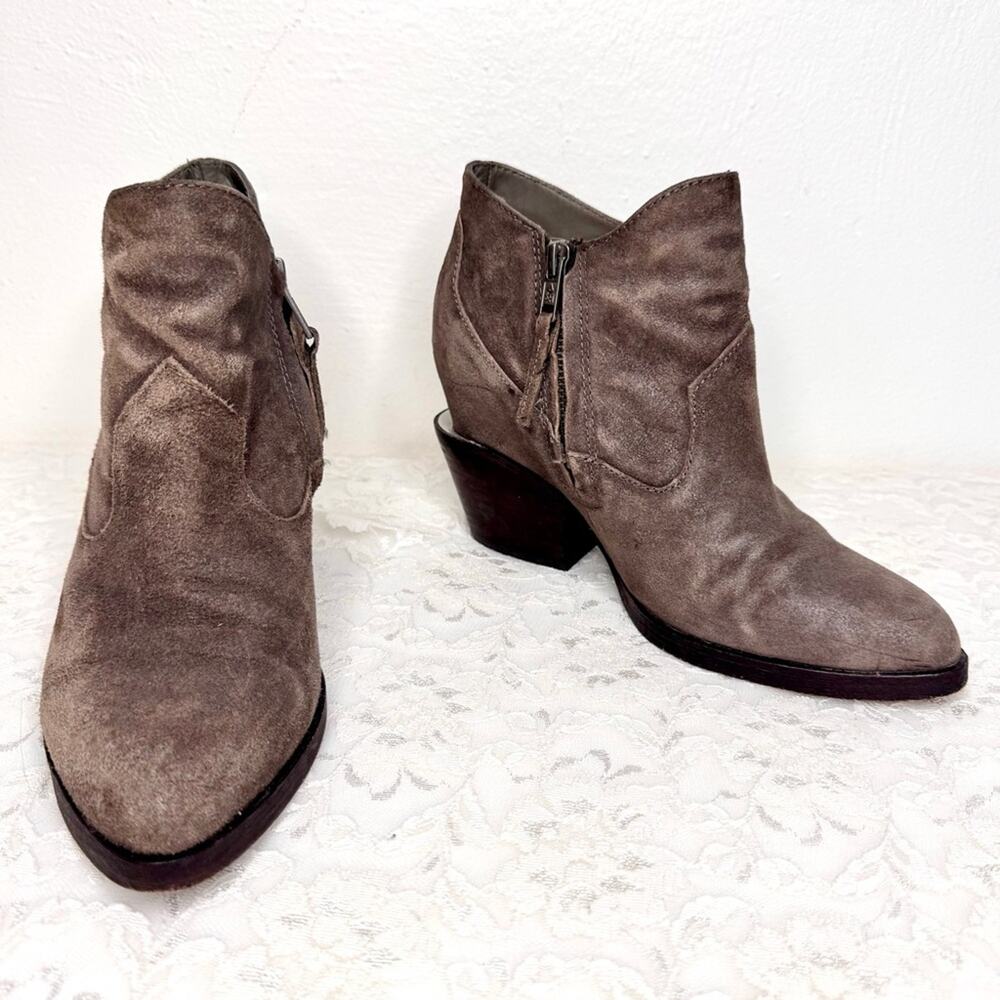 ASH Moka Ankle Booties Leather Heels Zipper Western Boots EU 37.5 | US 7 - 7.5 - Picture 2 of 15